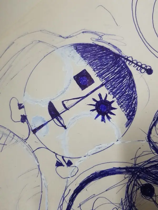 DOT. — ideation sketch for the AI avatar, 2021
